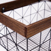 Contemporary Black and Walnut Metal and Wood Storage Basket Set of 3